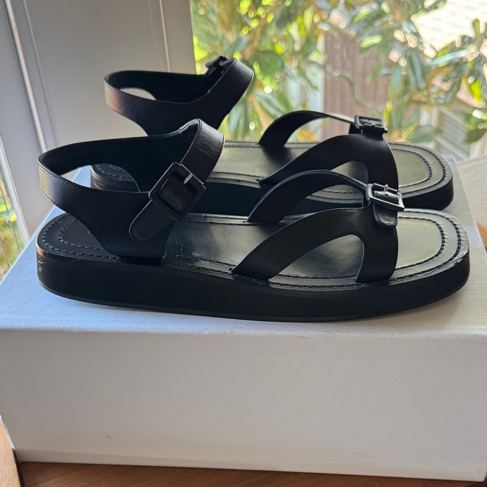 The Row Geri Sandal C Leather Sandals Night Blue